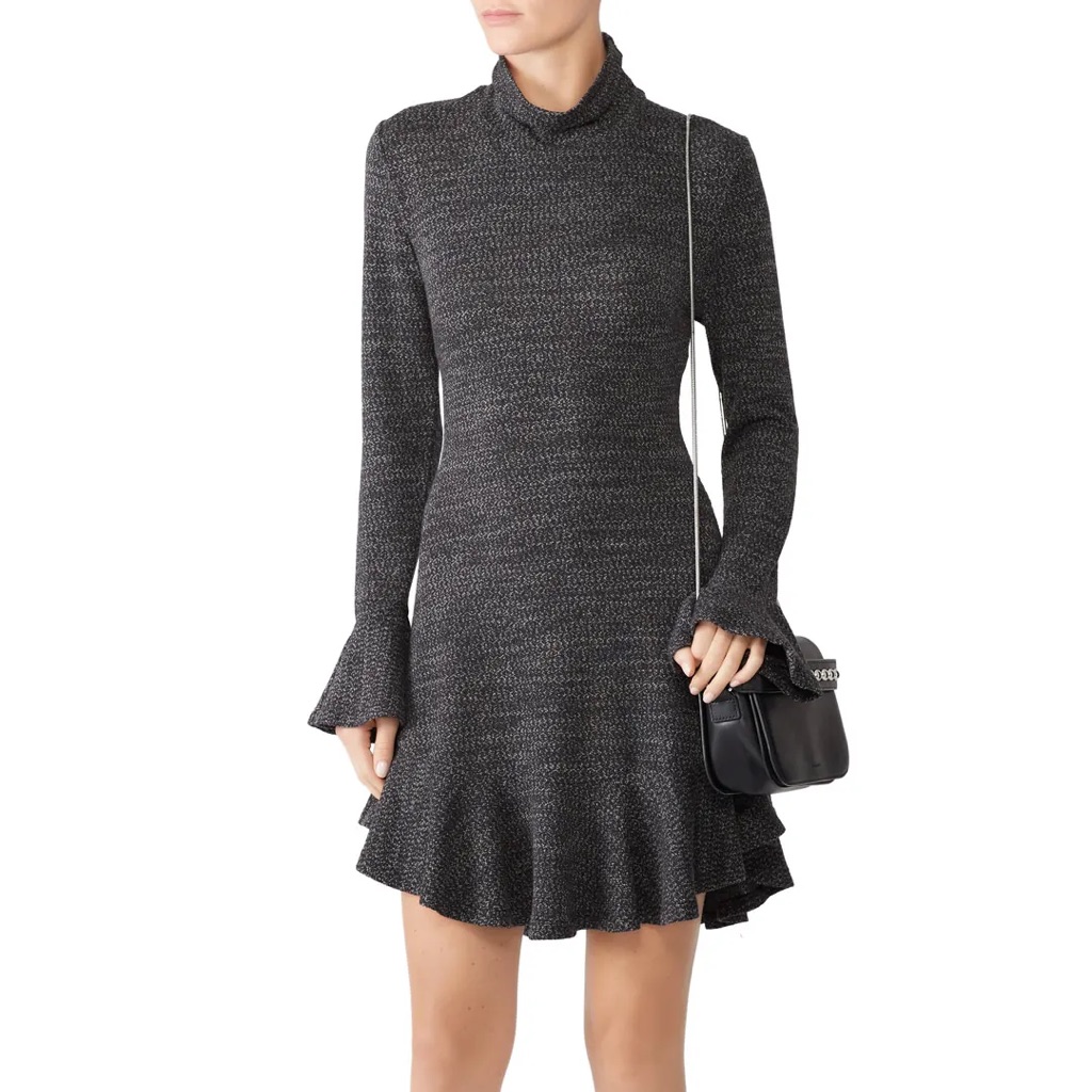 Shilla Exotic Marl Frill Knit Dress - Large